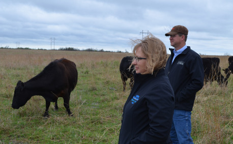 Nicole and Randy Small check in on their cattle.