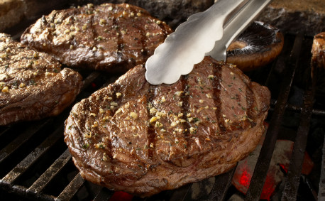 Rib-eye Steaks With Blue Cheese Butter &amp; Mushrooms