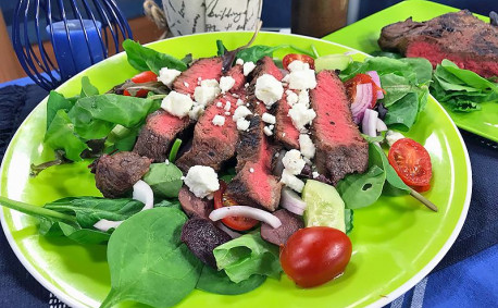 Grilled Flat Iron Steak Greek Salad Recipe
