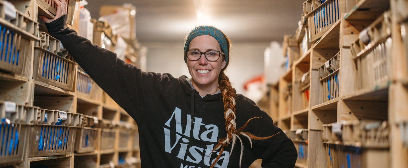 Alta Vista Meat - Amie with meat packages