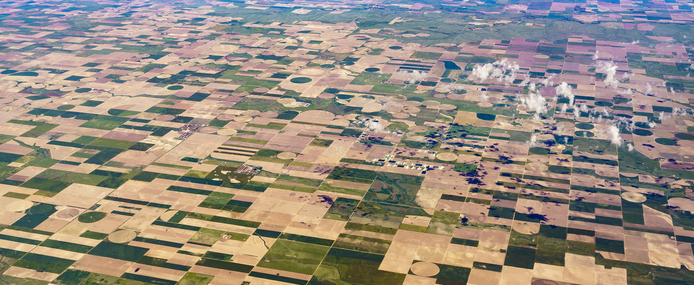 Aerial view of Midwest crop patchwork