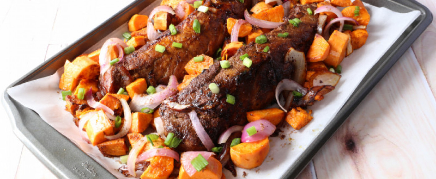 Roast Pork Tenderloin and Sweet Potato Sheet Pan Dinner