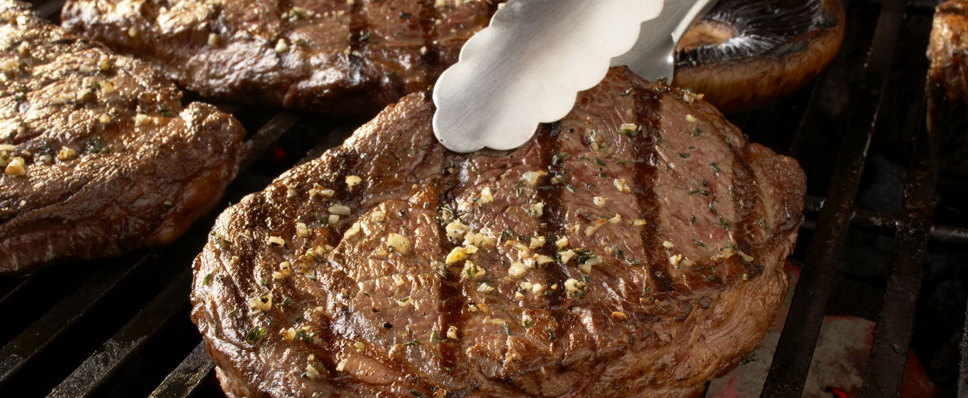 Rib-eye Steaks With Blue Cheese Butter & Mushrooms