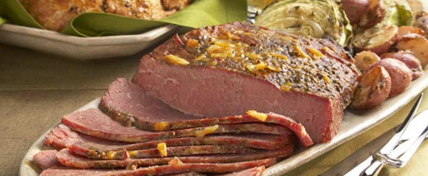 Dijon-Glazed Corned Beef with Cabbage and Potatoes