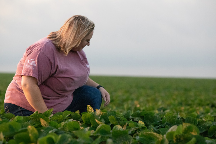 Teresa Brandenburg Kansas farmer checking field