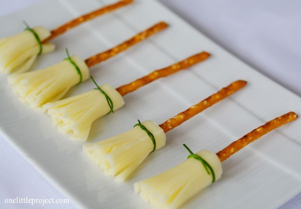 Cheese and Pretzel Broomsticks, recipe and photo from OneLittleProject!