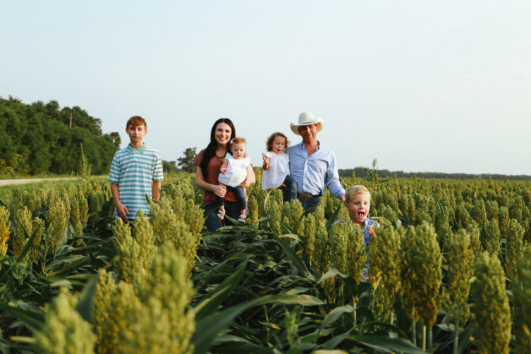 Mueller family growing sorghum in Kansas