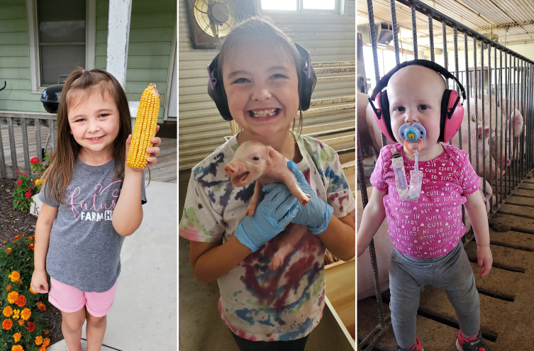 Nicole Harrison's daughters on the farm