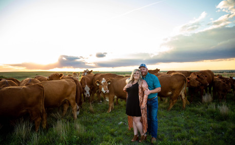 Matt and Karlee Legleiter with cattle