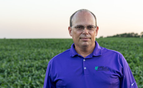John Pracht in soybean field